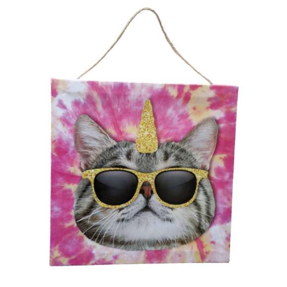 Cool Cat In Shades Wall Hanging, Cat Art - Picture 1 of 4